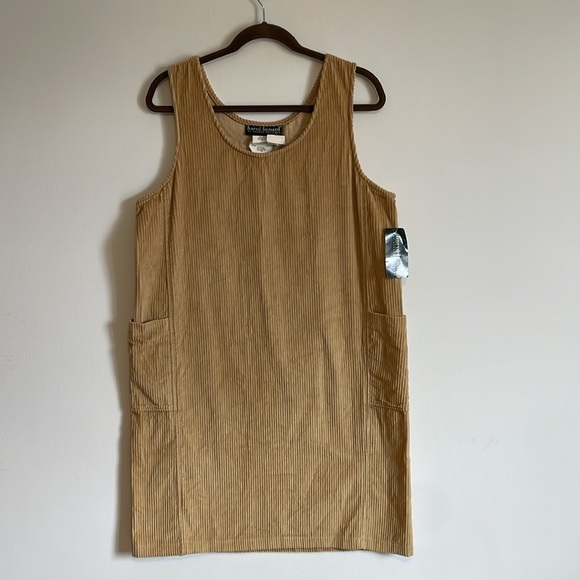 VTG Corduroy Overall Dress 12 Harve Bernard Tan Deadstock Apron NWT Academia - Picture 2 of 14